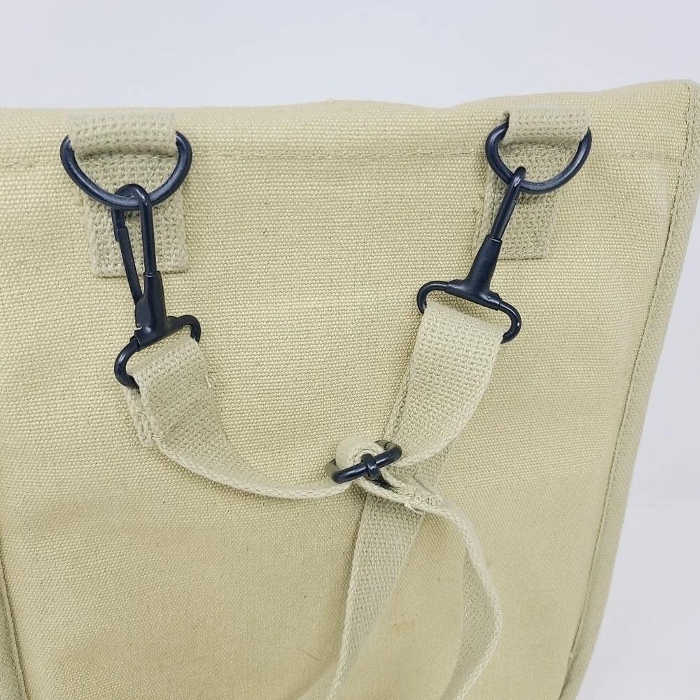 Unbranded | Unisex Vintage Beige Canvas Shoulder Bookbag or Backpack (One Size)
